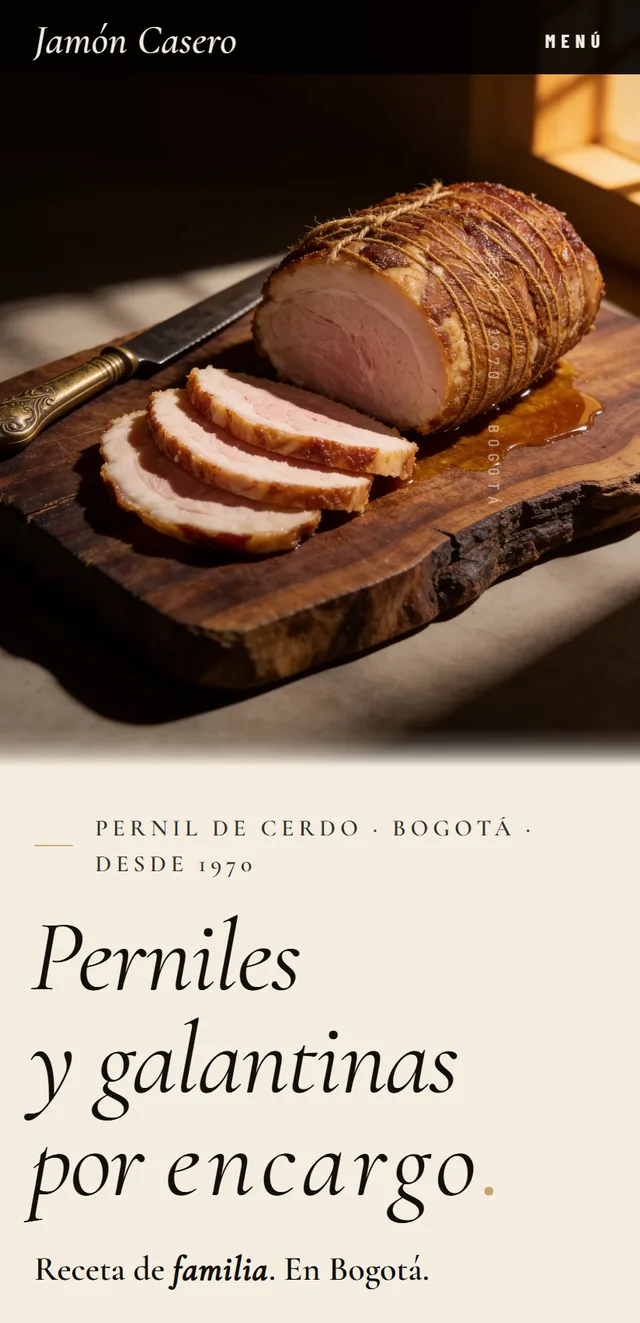Jamón Casero — mobile version of the site
