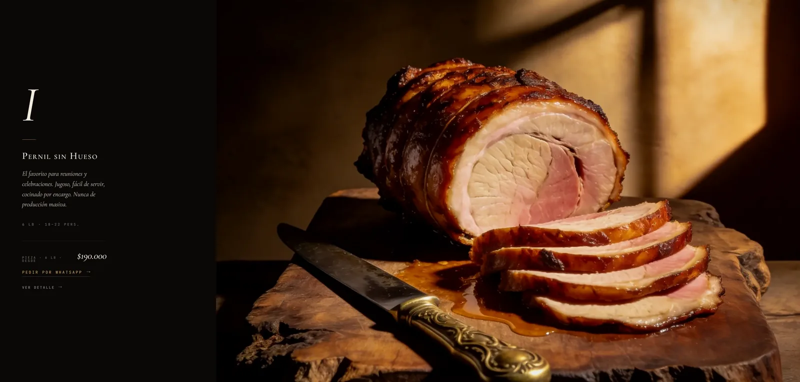 Jamón Casero — product block from the site with pricing